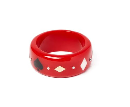 RED WIDE WILD CARD BANGLE