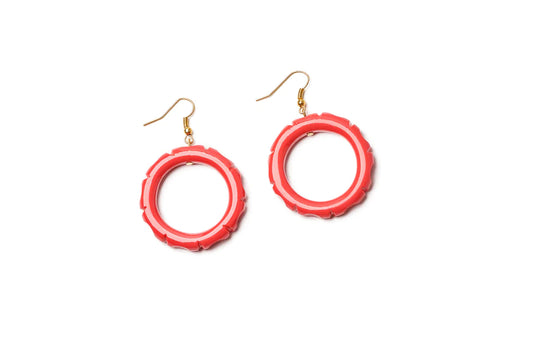 Hibiscus heavy carve hoop earrings