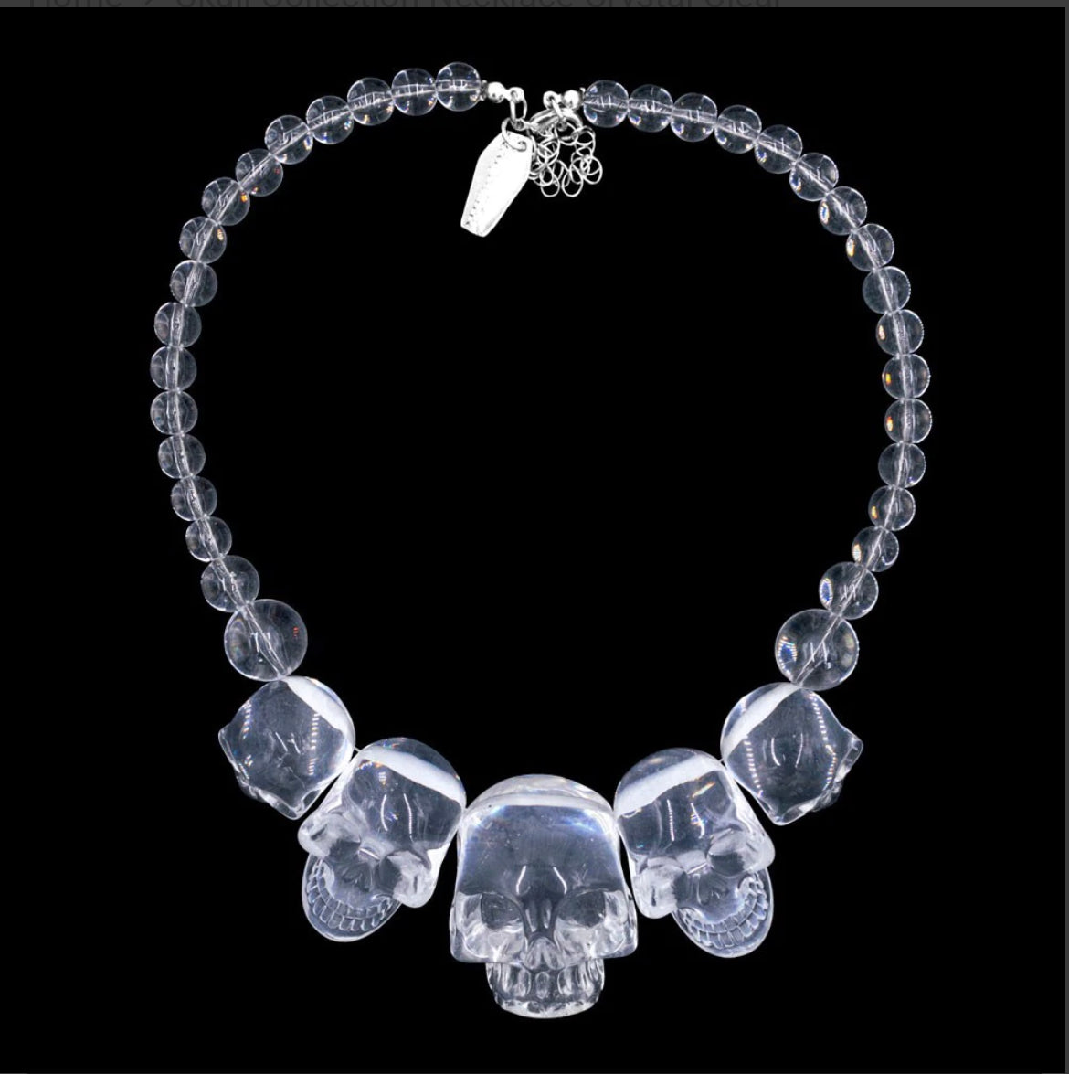 CRYSTAL CLEAR SKULL NECKLACE