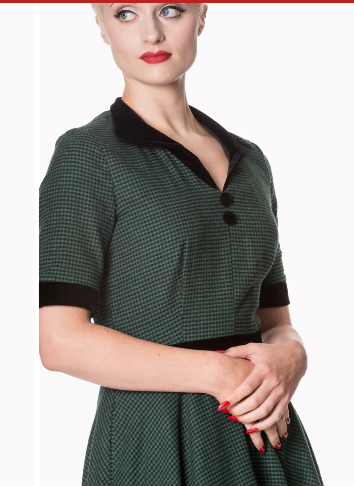 GREEN HOUNDSTOOTH DRESS