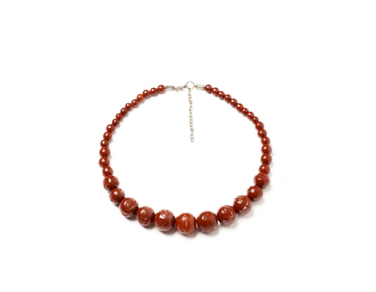 TOBACCO HEAVY CARVE BEAD NECKLACE