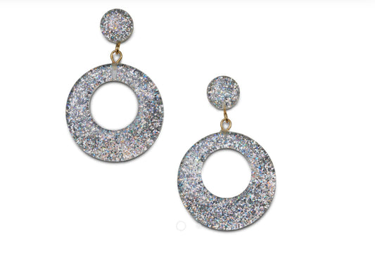 SILVER GLITTER DROP EARRINGS