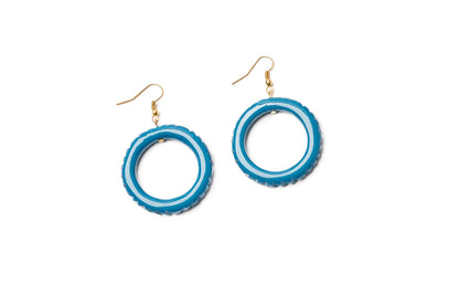 Peacock heavy carve drop hoop earrings