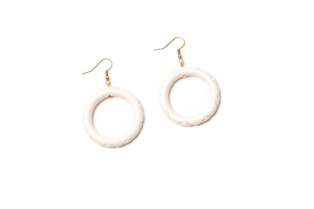 Salty heavy carve drop hoop earrings