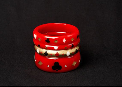 RED WIDE WILD CARD BANGLE